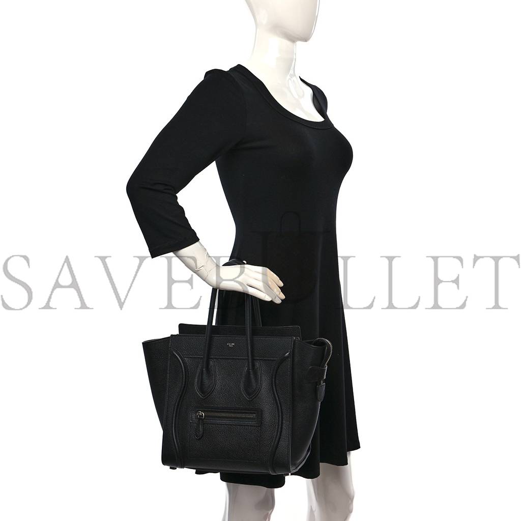 CELINE DRUMMED CALFSKIN MICRO LUGGAGE BLACK (20*20*10cm) CELINE DRUMMED CALFSKIN MICRO LUGGAGE BLACK (20*20*10cm)