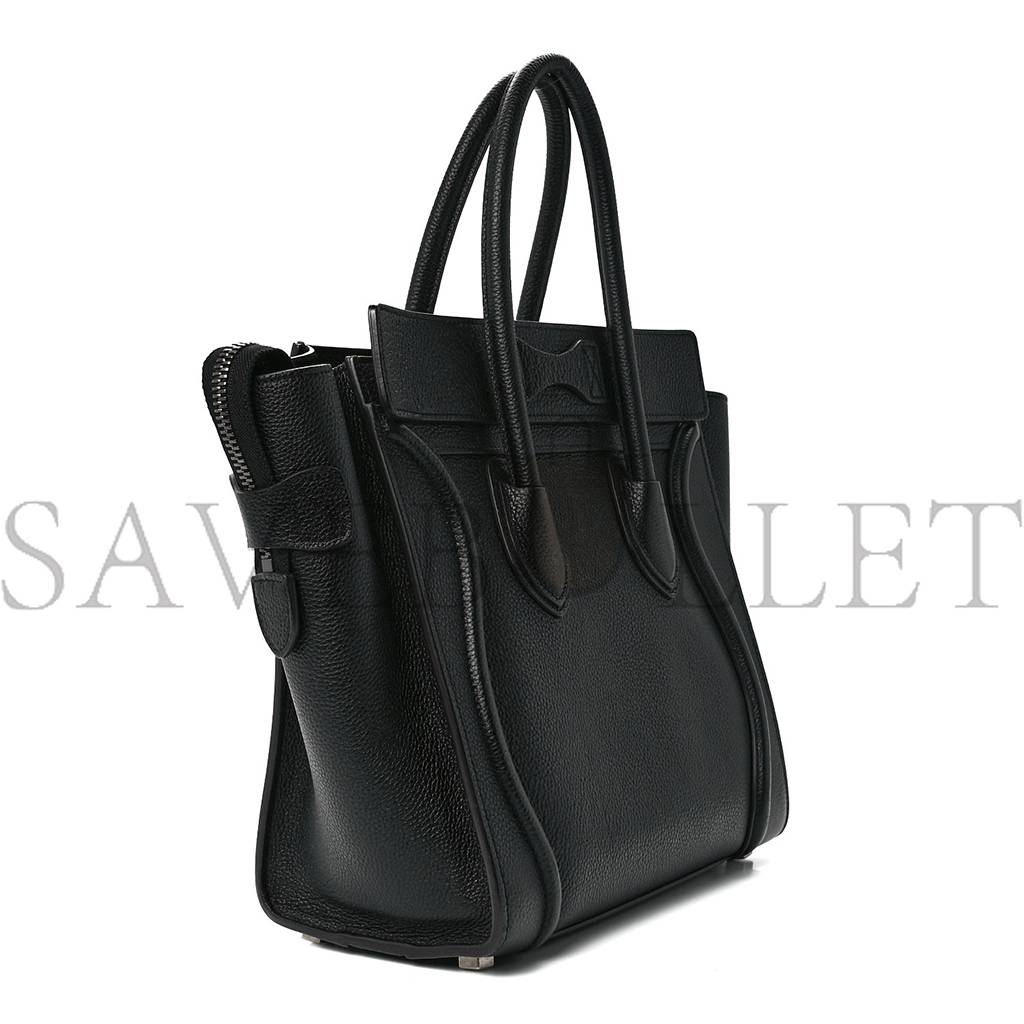 CELINE DRUMMED CALFSKIN MICRO LUGGAGE BLACK (20*20*10cm) CELINE DRUMMED CALFSKIN MICRO LUGGAGE BLACK (20*20*10cm)