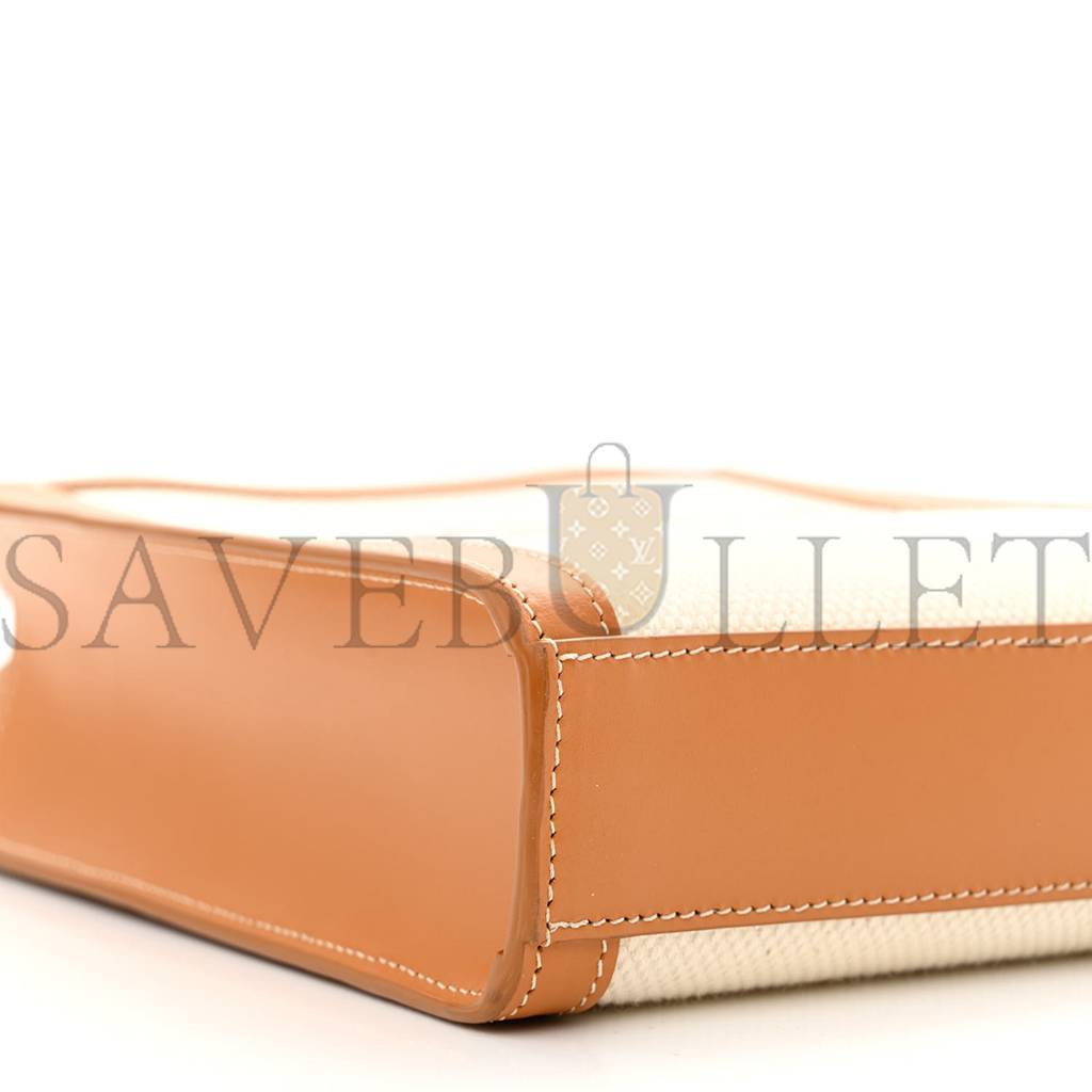 CELINE CANVAS CALFSKIN MINI VERTICAL CABAS NATURAL TAN (20*17*6cm) CELINE CANVAS CALFSKIN MINI VERTICAL CABAS NATURAL TAN (20*17*6cm)