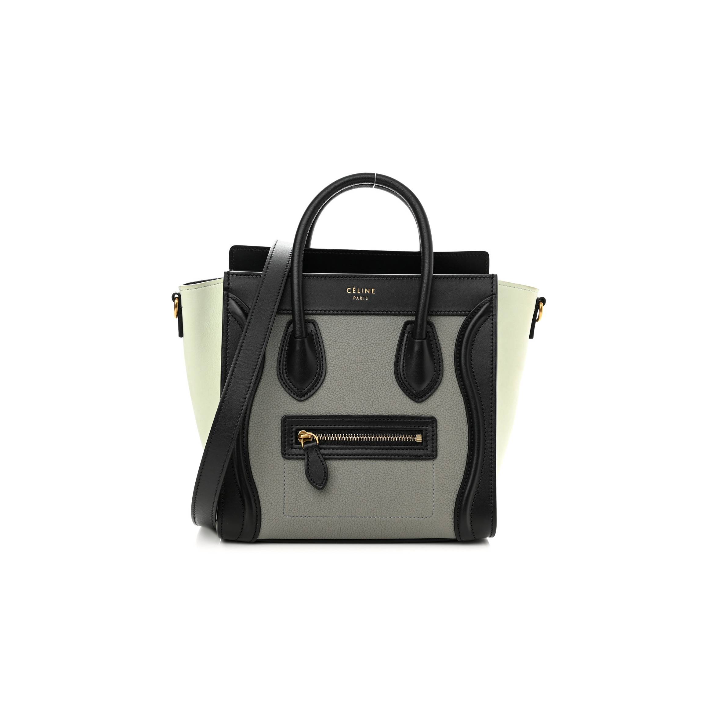 CELINE BABY GRAINED CALFSKIN NANO TRI-COLOR LUGGAGE ZINC ALMOND (20*19*10cm) CELINE BABY GRAINED CALFSKIN NANO TRI-COLOR LUGGAGE ZINC ALMOND (20*19*10cm)
