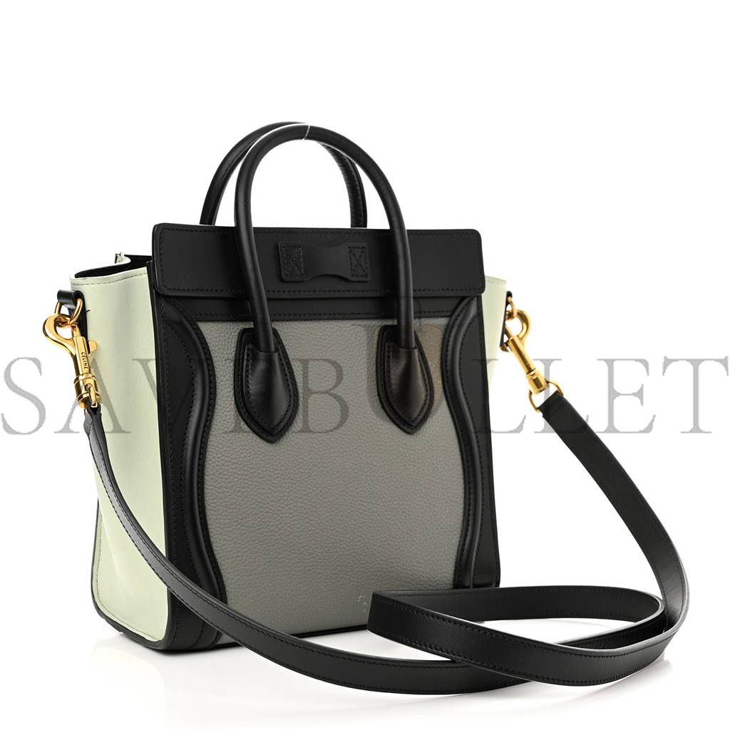 CELINE BABY GRAINED CALFSKIN NANO TRI-COLOR LUGGAGE ZINC ALMOND (20*19*10cm) CELINE BABY GRAINED CALFSKIN NANO TRI-COLOR LUGGAGE ZINC ALMOND (20*19*10cm)