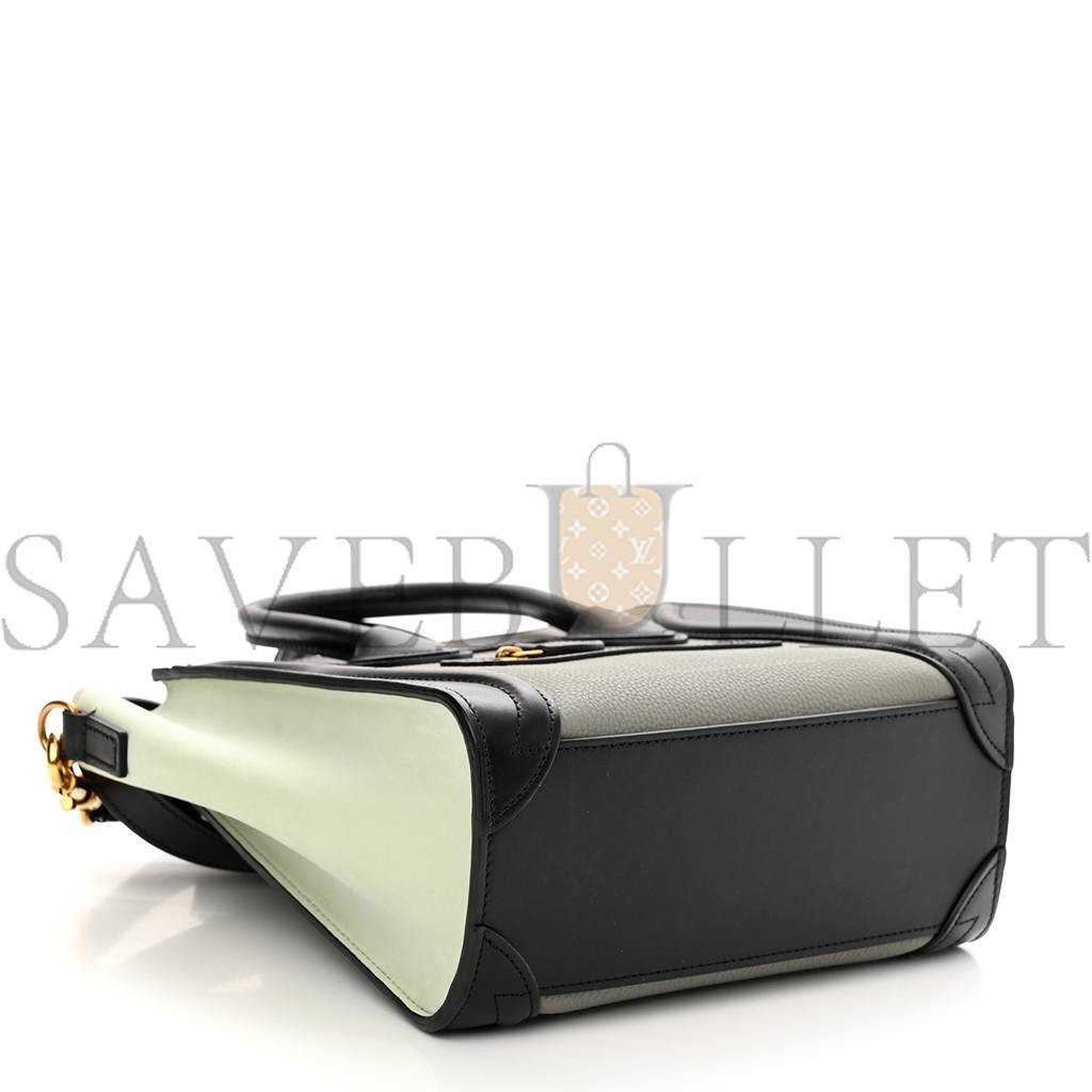 CELINE BABY GRAINED CALFSKIN NANO TRI-COLOR LUGGAGE ZINC ALMOND (20*19*10cm) CELINE BABY GRAINED CALFSKIN NANO TRI-COLOR LUGGAGE ZINC ALMOND (20*19*10cm)