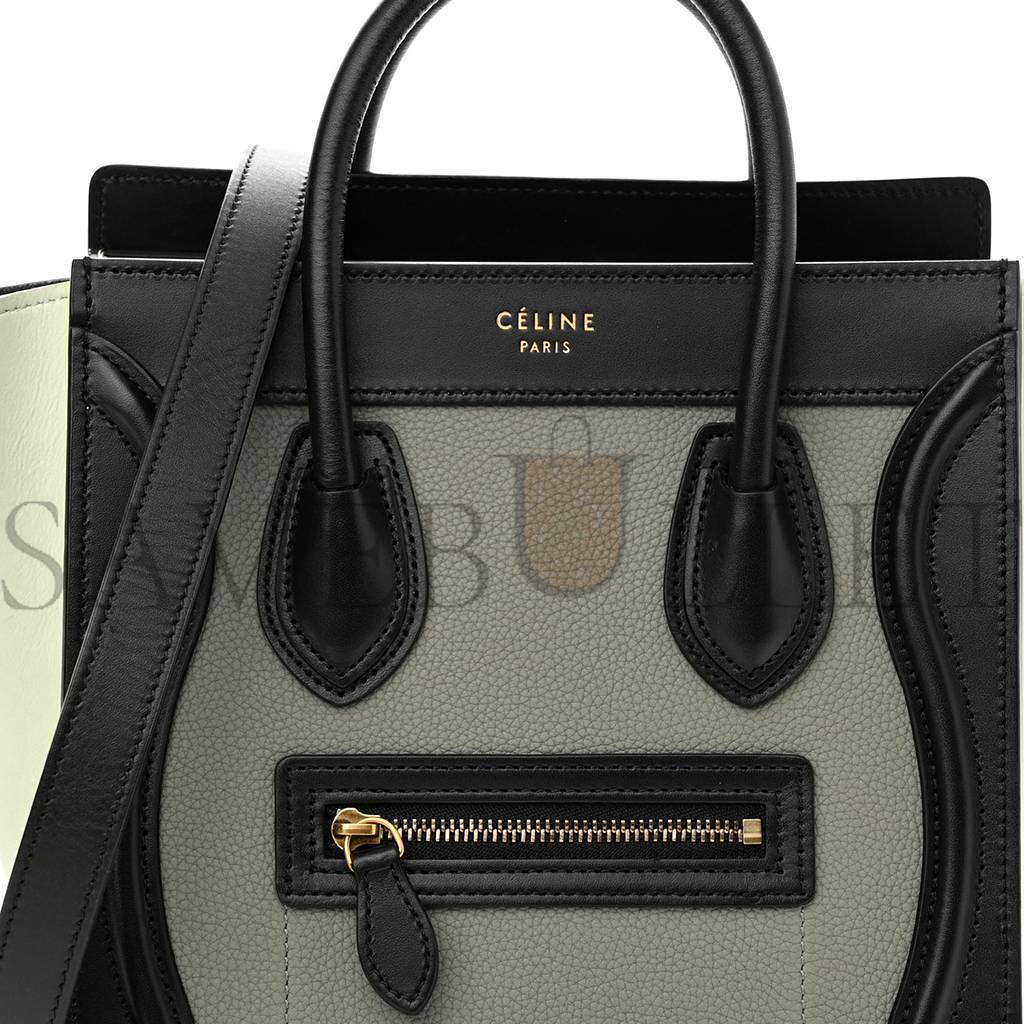 CELINE BABY GRAINED CALFSKIN NANO TRI-COLOR LUGGAGE ZINC ALMOND (20*19*10cm) CELINE BABY GRAINED CALFSKIN NANO TRI-COLOR LUGGAGE ZINC ALMOND (20*19*10cm)