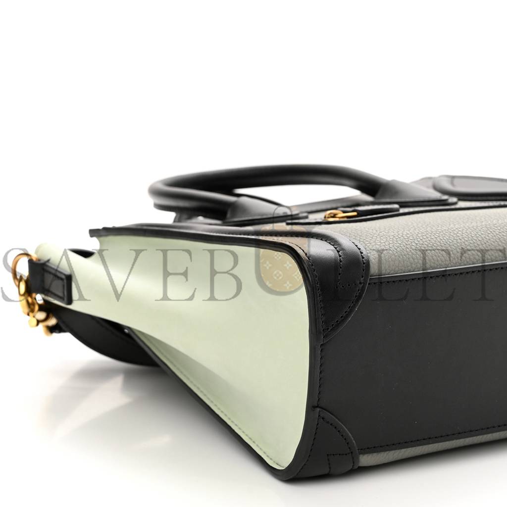 CELINE BABY GRAINED CALFSKIN NANO TRI-COLOR LUGGAGE ZINC ALMOND (20*19*10cm) CELINE BABY GRAINED CALFSKIN NANO TRI-COLOR LUGGAGE ZINC ALMOND (20*19*10cm)