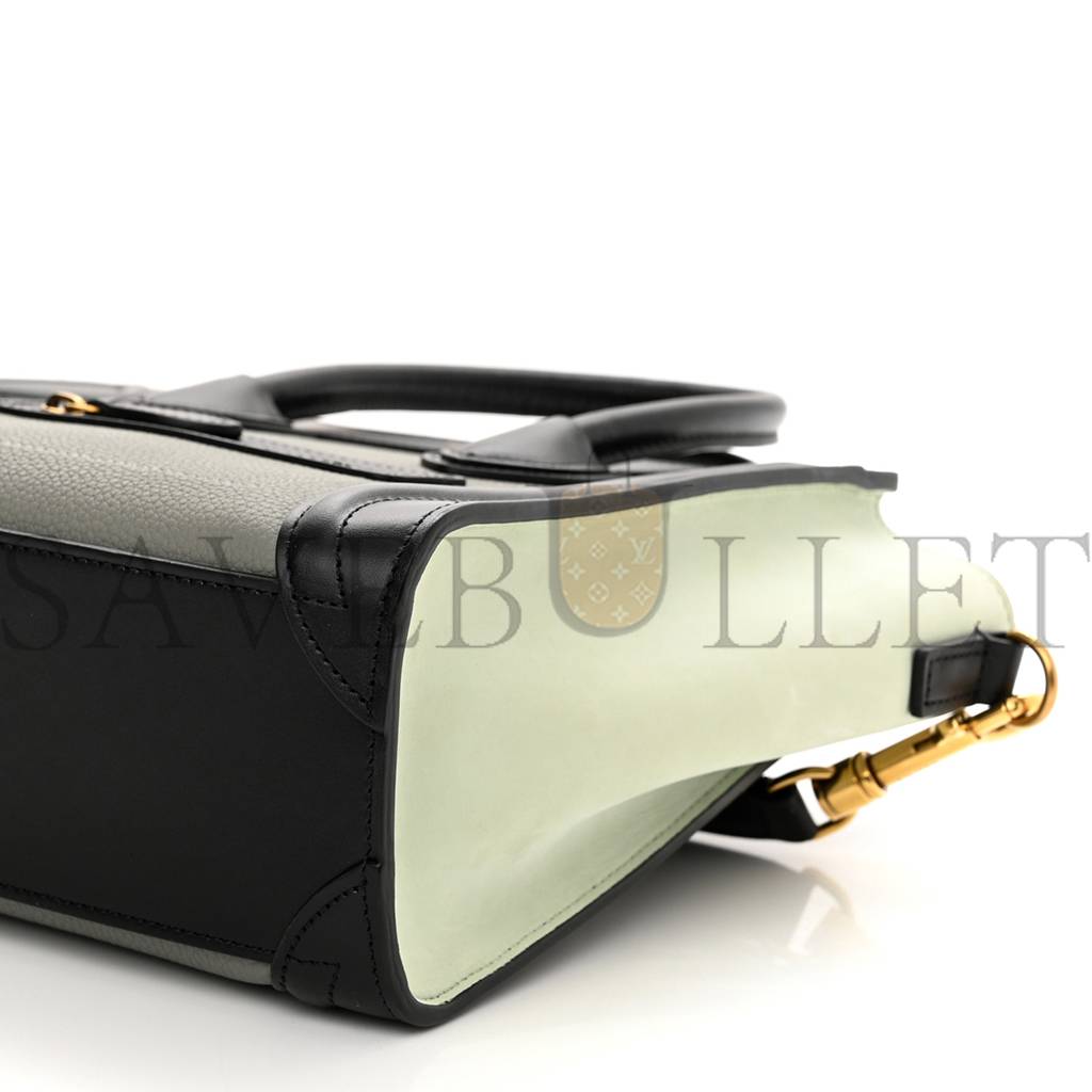 CELINE BABY GRAINED CALFSKIN NANO TRI-COLOR LUGGAGE ZINC ALMOND (20*19*10cm) CELINE BABY GRAINED CALFSKIN NANO TRI-COLOR LUGGAGE ZINC ALMOND (20*19*10cm)