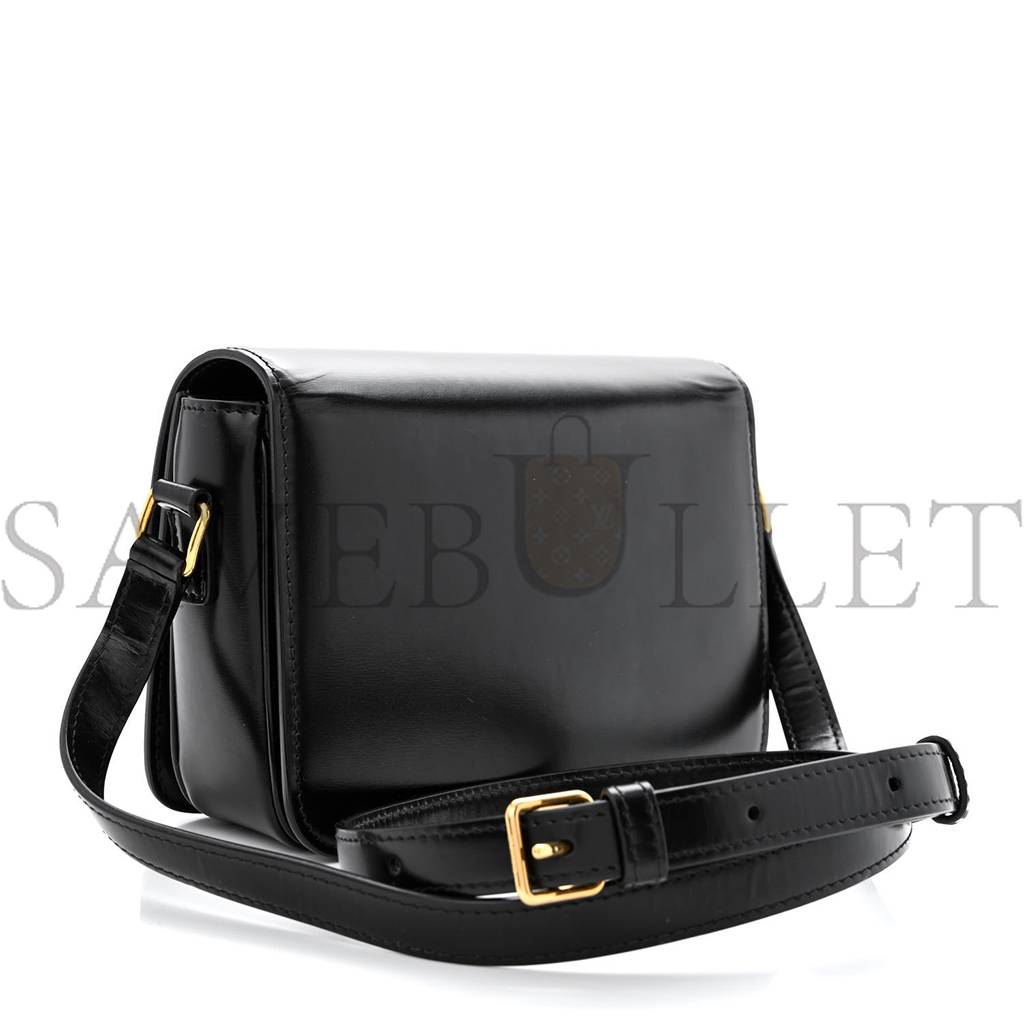 CELINE SHINY CALFSKIN TEEN TRIOMPHE BLACK (18*13*7cm) CELINE SHINY CALFSKIN TEEN TRIOMPHE BLACK (18*13*7cm)
