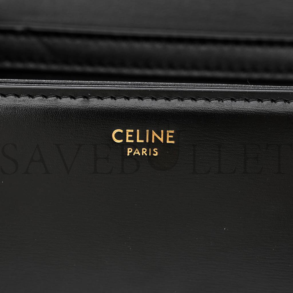 CELINE SHINY CALFSKIN TEEN TRIOMPHE BLACK (18*13*7cm) CELINE SHINY CALFSKIN TEEN TRIOMPHE BLACK (18*13*7cm)