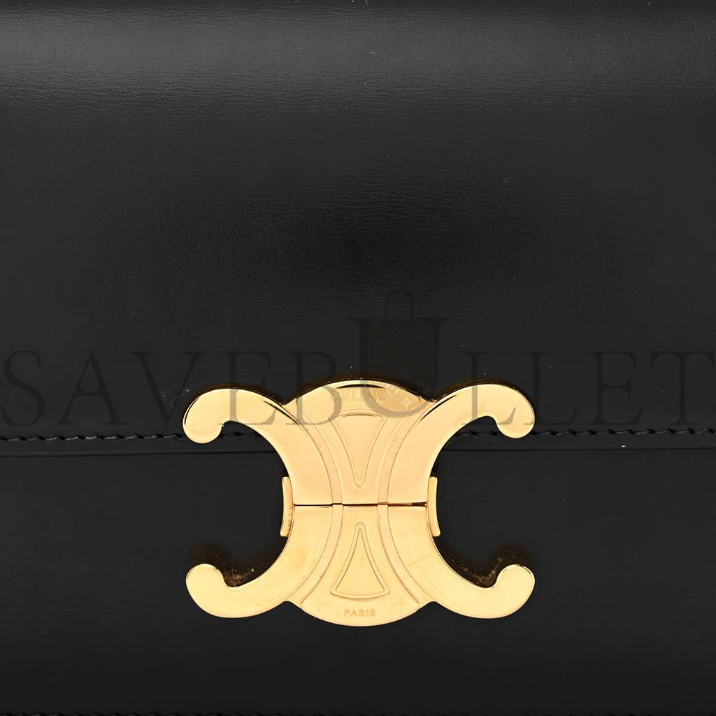 CELINE SHINY CALFSKIN TEEN TRIOMPHE BLACK (18*13*7cm) CELINE SHINY CALFSKIN TEEN TRIOMPHE BLACK (18*13*7cm)