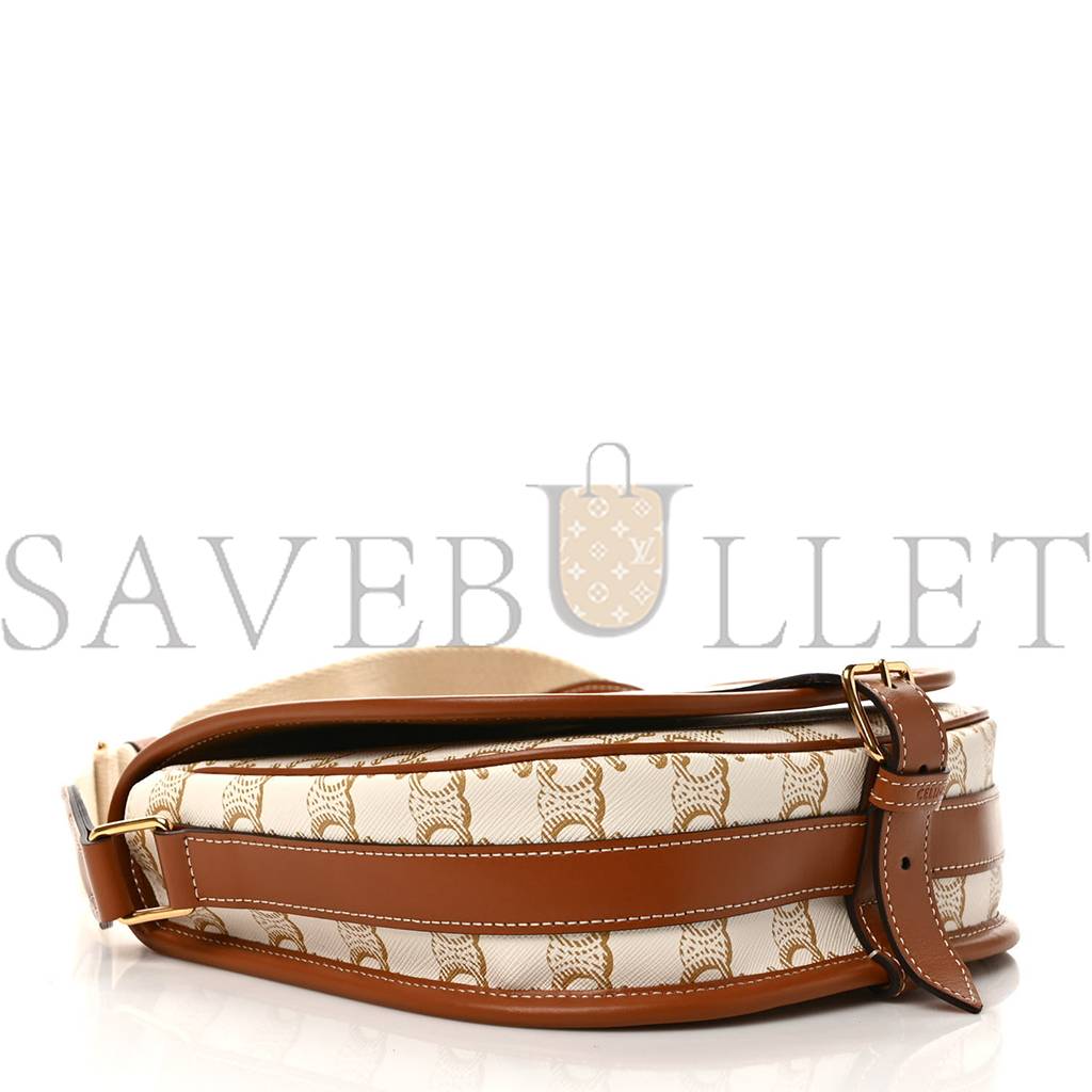 CELINE TRIOMPHE CANVAS LARGE STRAP FOLCO BAG WHITE (23*18*7cm) CELINE TRIOMPHE CANVAS LARGE STRAP FOLCO BAG WHITE (23*18*7cm)