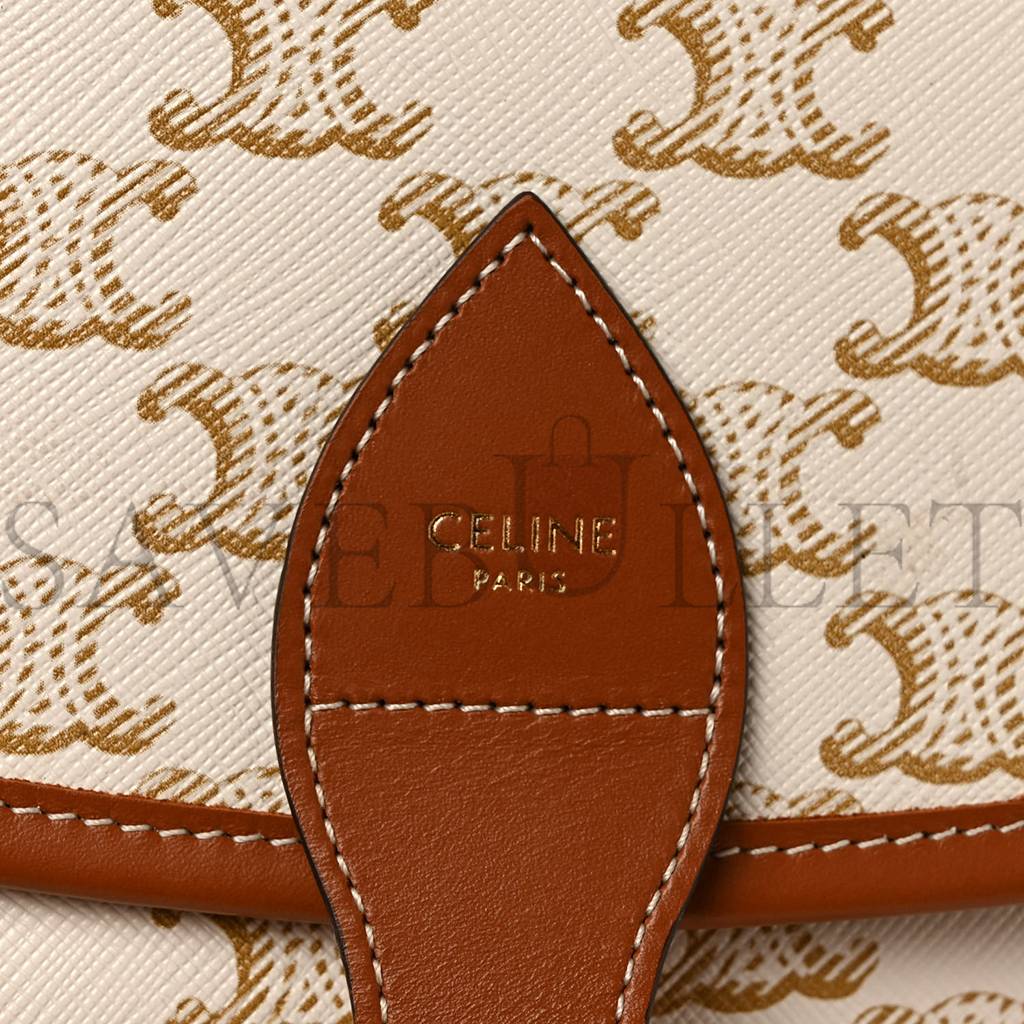 CELINE TRIOMPHE CANVAS LARGE STRAP FOLCO BAG WHITE (23*18*7cm) CELINE TRIOMPHE CANVAS LARGE STRAP FOLCO BAG WHITE (23*18*7cm)