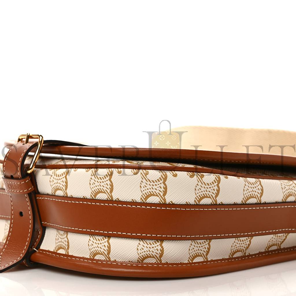 CELINE TRIOMPHE CANVAS LARGE STRAP FOLCO BAG WHITE (23*18*7cm) CELINE TRIOMPHE CANVAS LARGE STRAP FOLCO BAG WHITE (23*18*7cm)