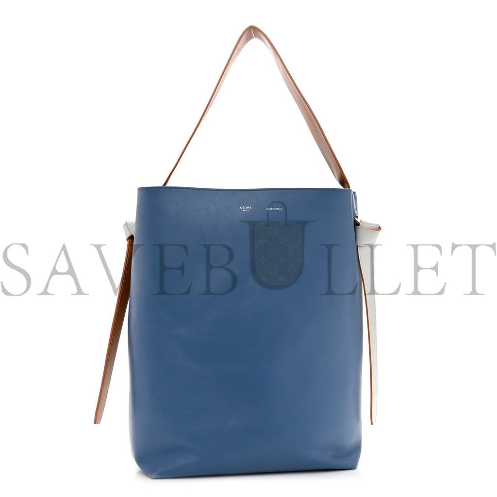 CELINE SHINY SMOOTH CALFSKIN SMALL TWISTED CABAS WASHED BLUE BLACK (36*26*11cm) CELINE SHINY SMOOTH CALFSKIN SMALL TWISTED CABAS WASHED BLUE BLACK (36*26*11cm)