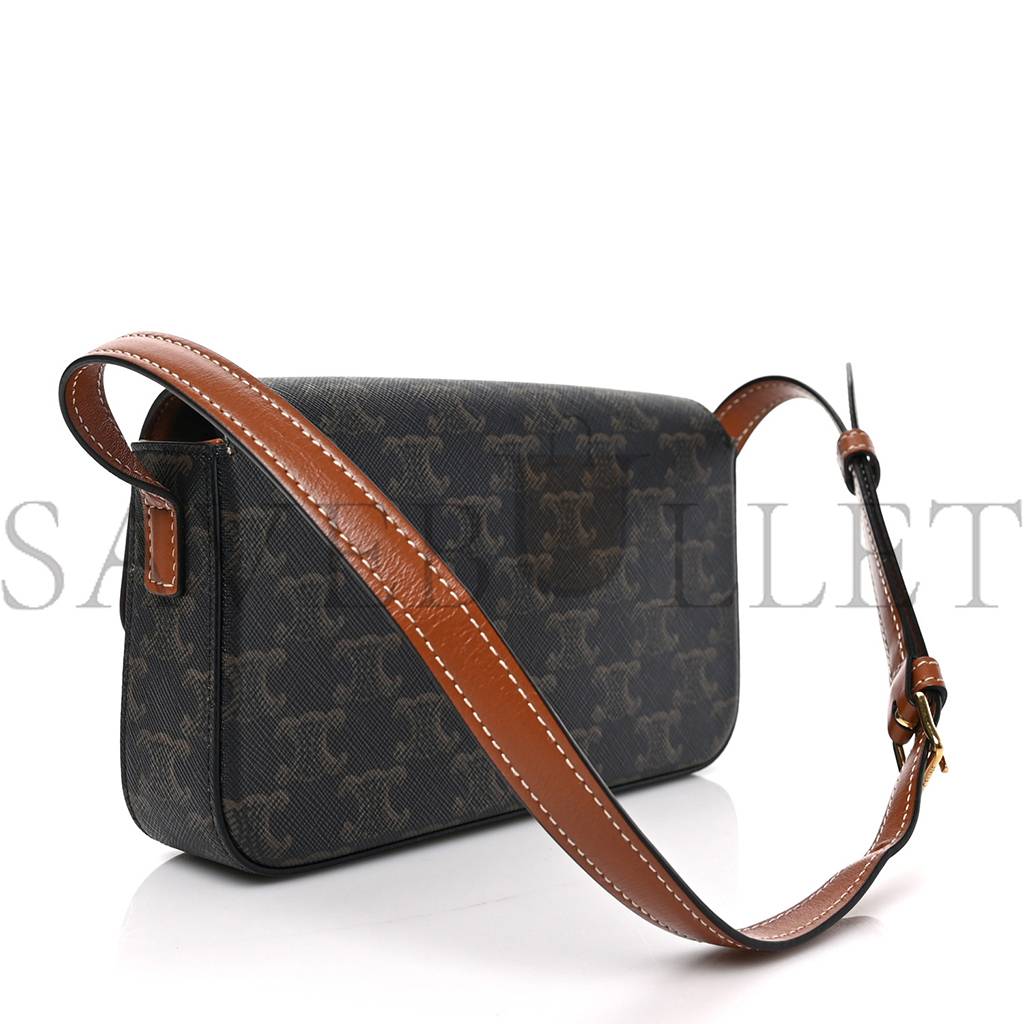 CELINE CANVAS CALFSKIN TRIOMPHE SHOULDER BAG TAN (20*11*4cm) CELINE CANVAS CALFSKIN TRIOMPHE SHOULDER BAG TAN (20*11*4cm)