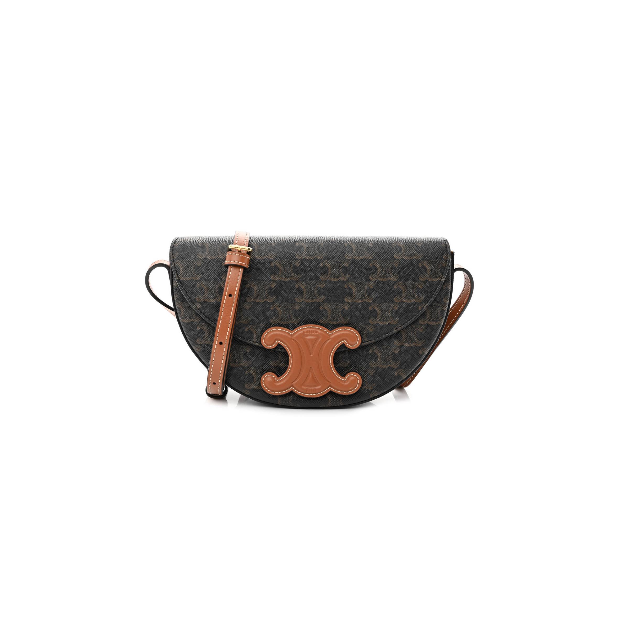 CELINE CALFSKIN TRIOMPHE CANVAS BESACE TAN (22*14*6cm) CELINE CALFSKIN TRIOMPHE CANVAS BESACE TAN (22*14*6cm)