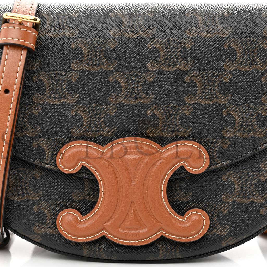 CELINE CALFSKIN TRIOMPHE CANVAS BESACE TAN (22*14*6cm) CELINE CALFSKIN TRIOMPHE CANVAS BESACE TAN (22*14*6cm)