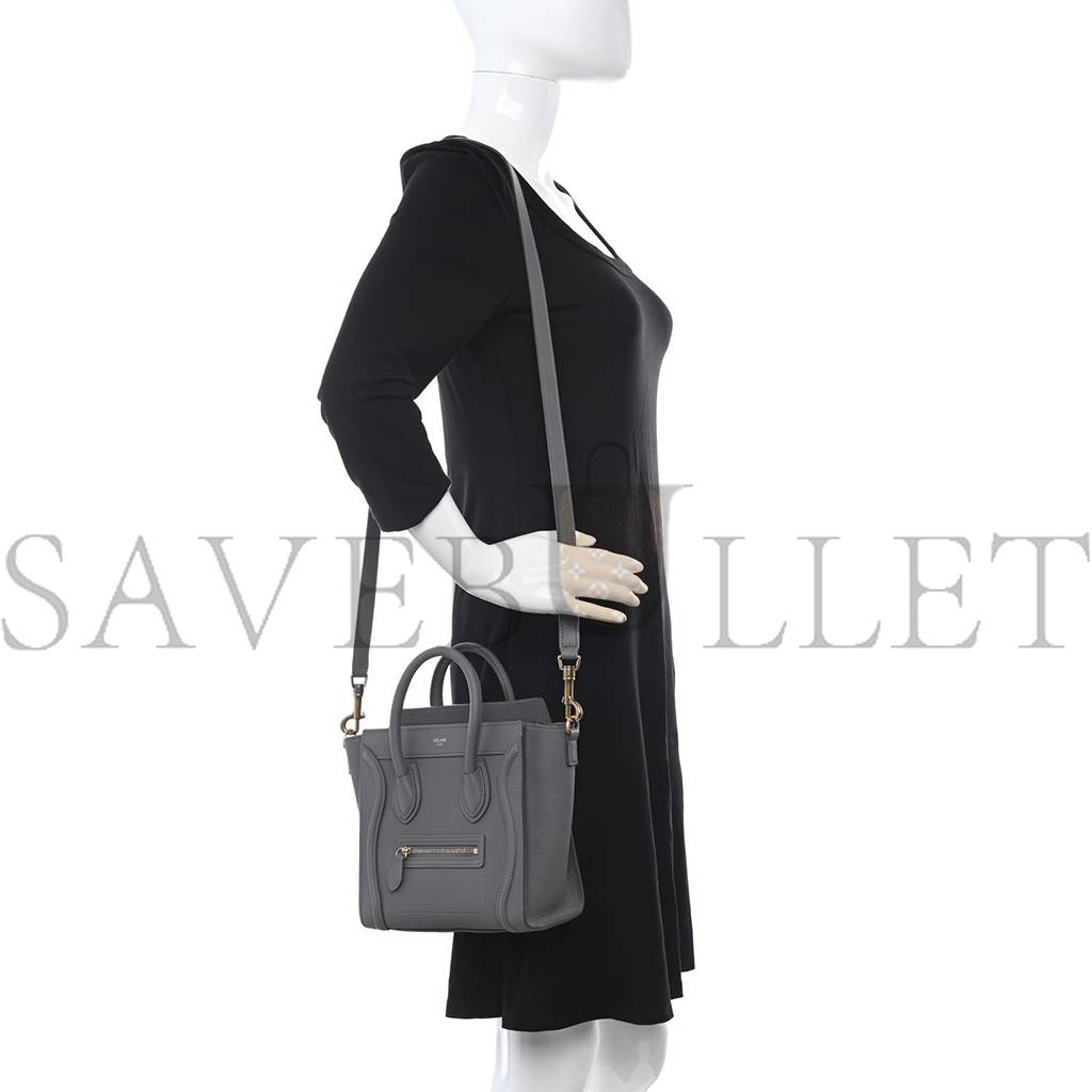 CELINE BABY DRUMMED CALFSKIN NANO LUGGAGE KOHL (20*20*10cm) CELINE BABY DRUMMED CALFSKIN NANO LUGGAGE KOHL (20*20*10cm)