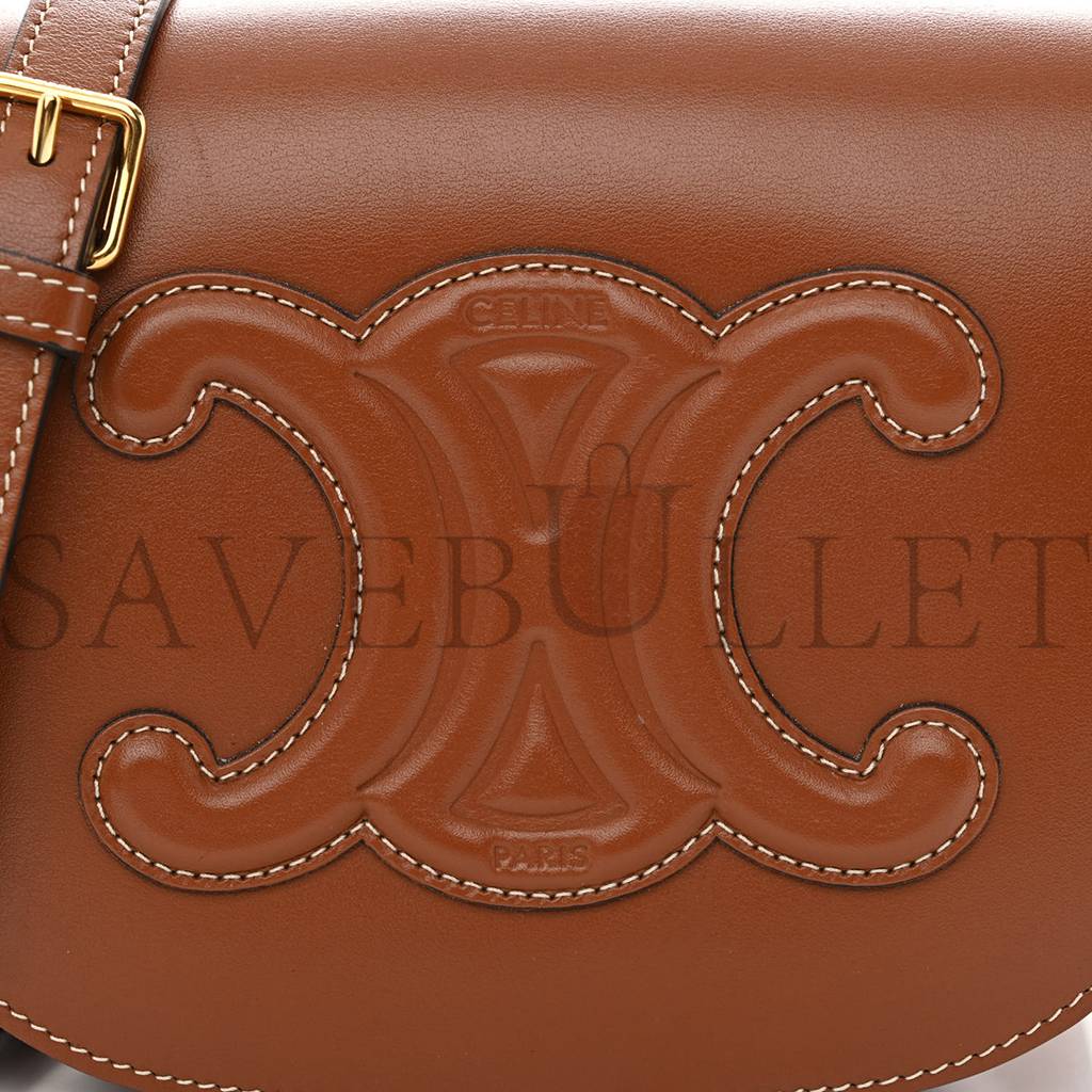 CELINE SMOOTH CALFSKIN CUIR TRIOMPHE FOLCO CROSSBODY BAG TAN (19*16*6cm) CELINE SMOOTH CALFSKIN CUIR TRIOMPHE FOLCO CROSSBODY BAG TAN (19*16*6cm)