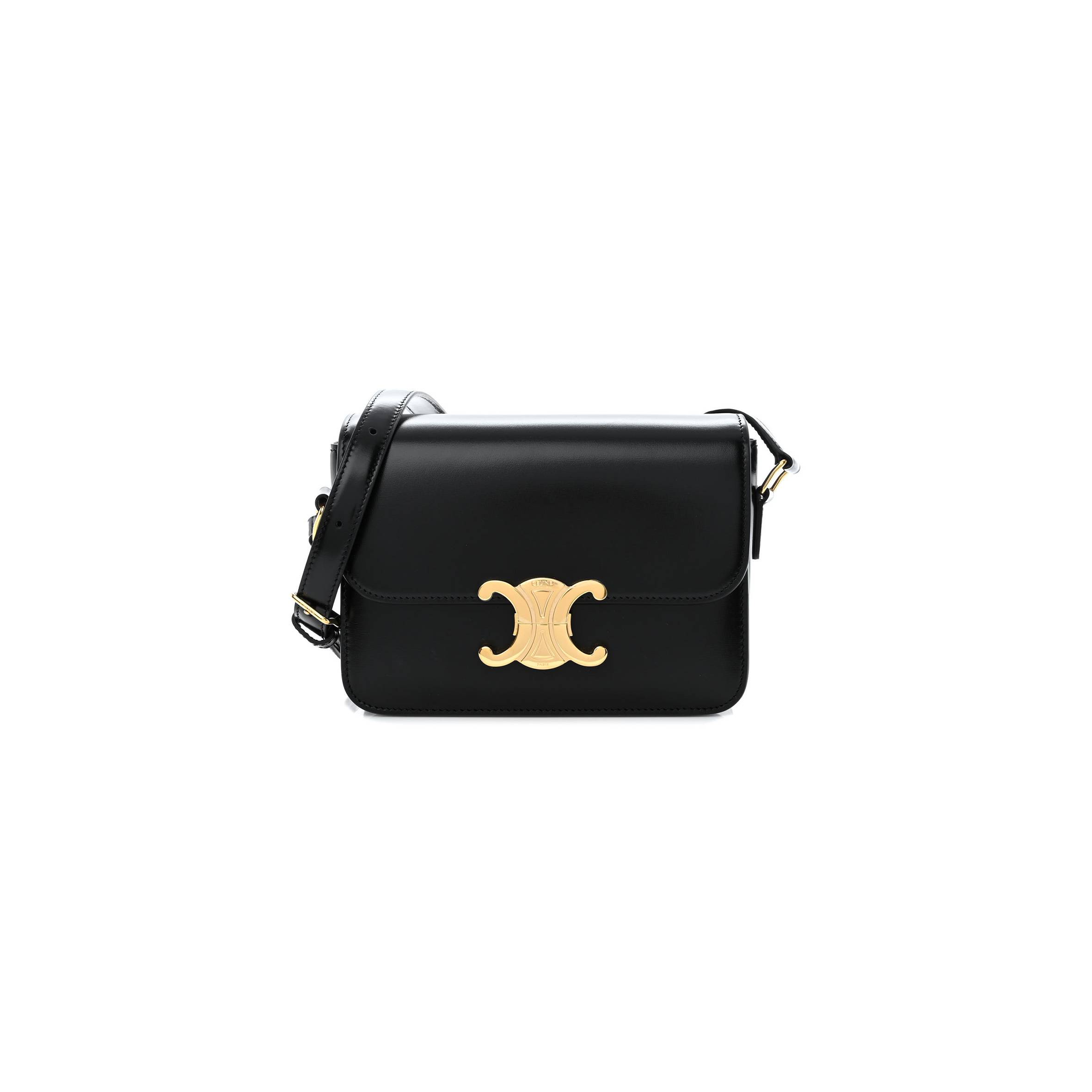 CELINE SHINY CALFSKIN TEEN TRIOMPHE BLACK (18*13*8cm) CELINE SHINY CALFSKIN TEEN TRIOMPHE BLACK (18*13*8cm)