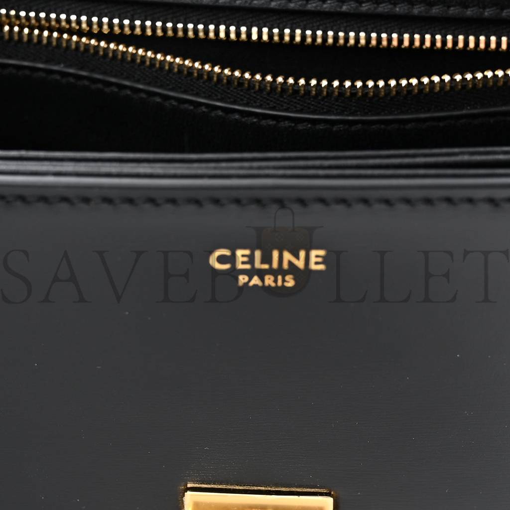 CELINE SHINY CALFSKIN TEEN TRIOMPHE BLACK (18*13*8cm) CELINE SHINY CALFSKIN TEEN TRIOMPHE BLACK (18*13*8cm)
