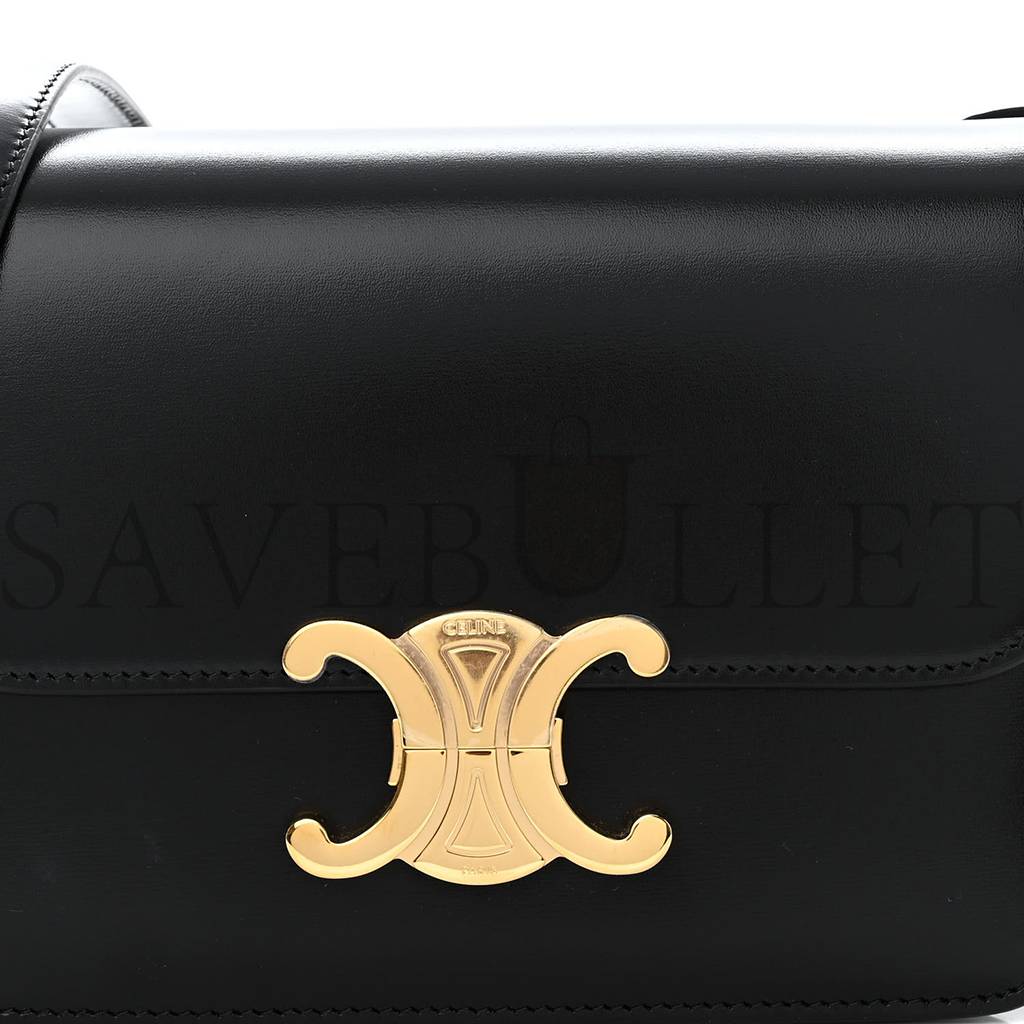 CELINE SHINY CALFSKIN TEEN TRIOMPHE BLACK (18*13*8cm) CELINE SHINY CALFSKIN TEEN TRIOMPHE BLACK (18*13*8cm)