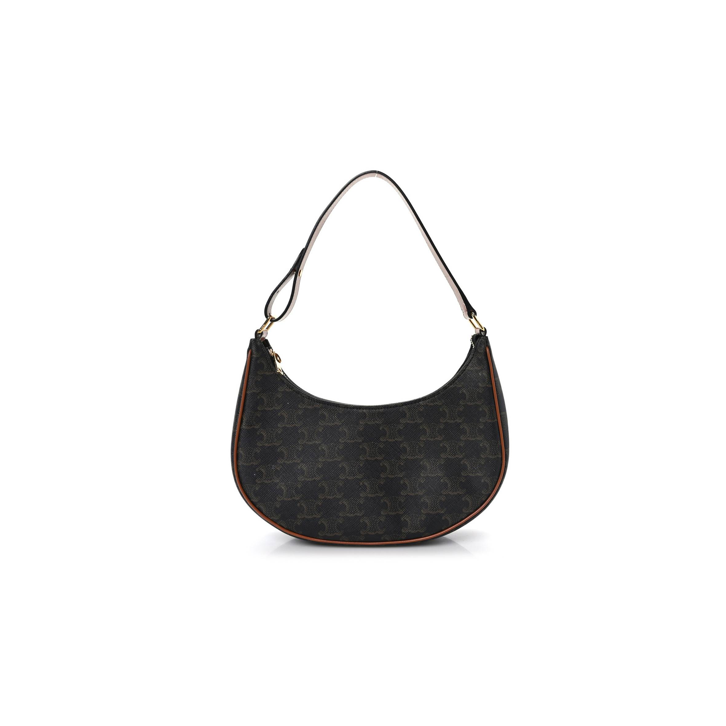 CELINE TRIOMPHE CANVAS CALFSKIN AVA SHOULDER BAG TAN (24*12*7cm) CELINE TRIOMPHE CANVAS CALFSKIN AVA SHOULDER BAG TAN (24*12*7cm)
