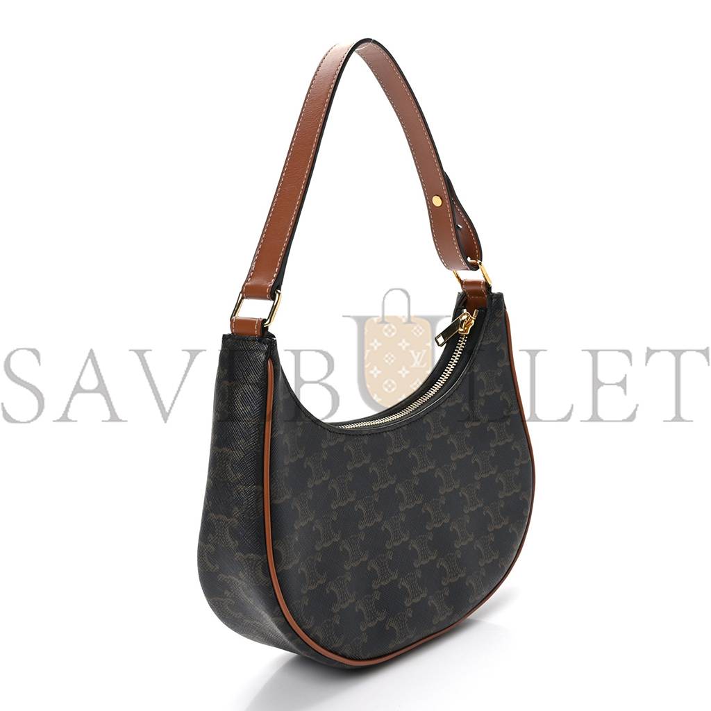 CELINE TRIOMPHE CANVAS CALFSKIN AVA SHOULDER BAG TAN (24*12*7cm) CELINE TRIOMPHE CANVAS CALFSKIN AVA SHOULDER BAG TAN (24*12*7cm)