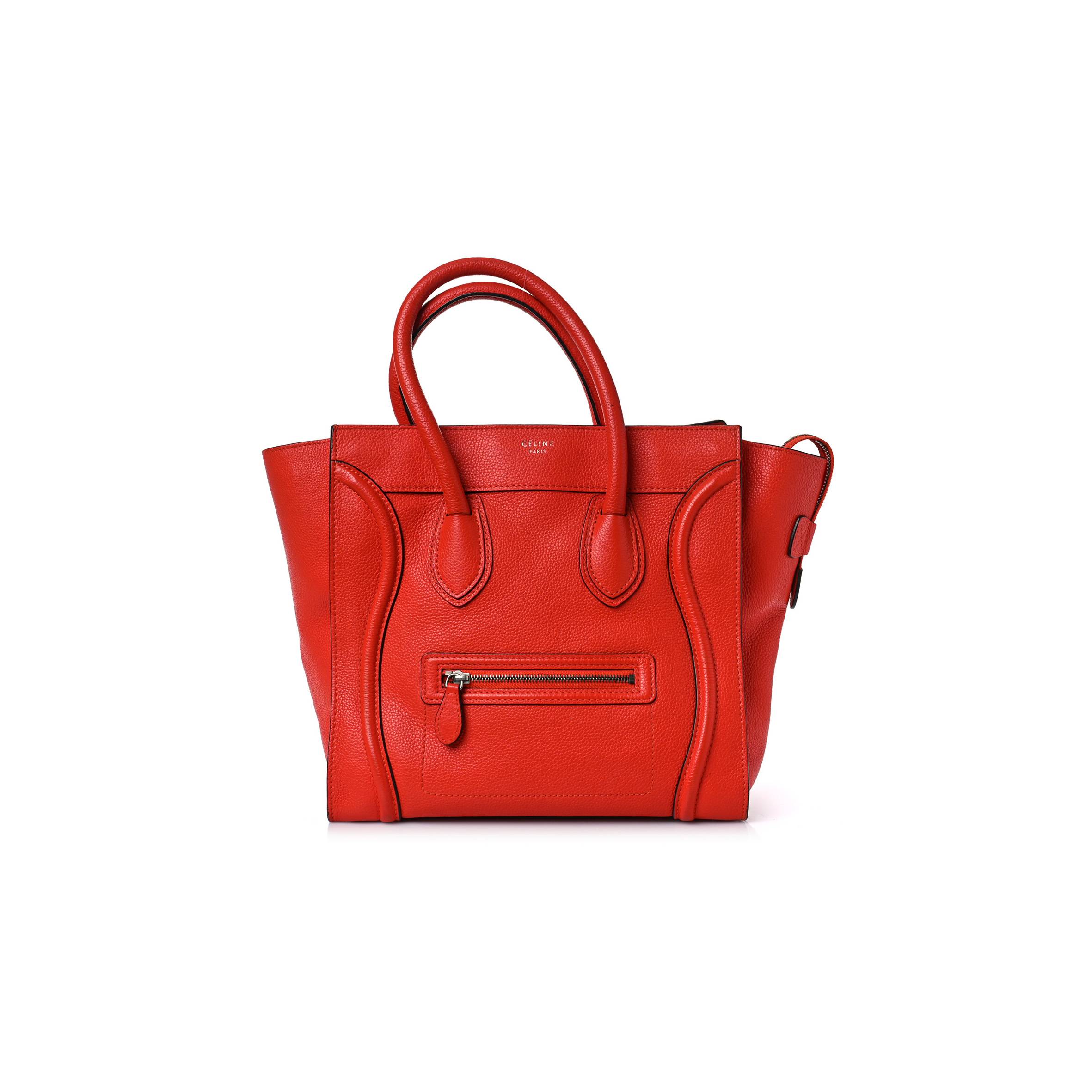 CELINE DRUMMED CALFSKIN MINI LUGGAGE VERMILLION (32*30*18cm) CELINE DRUMMED CALFSKIN MINI LUGGAGE VERMILLION (32*30*18cm)