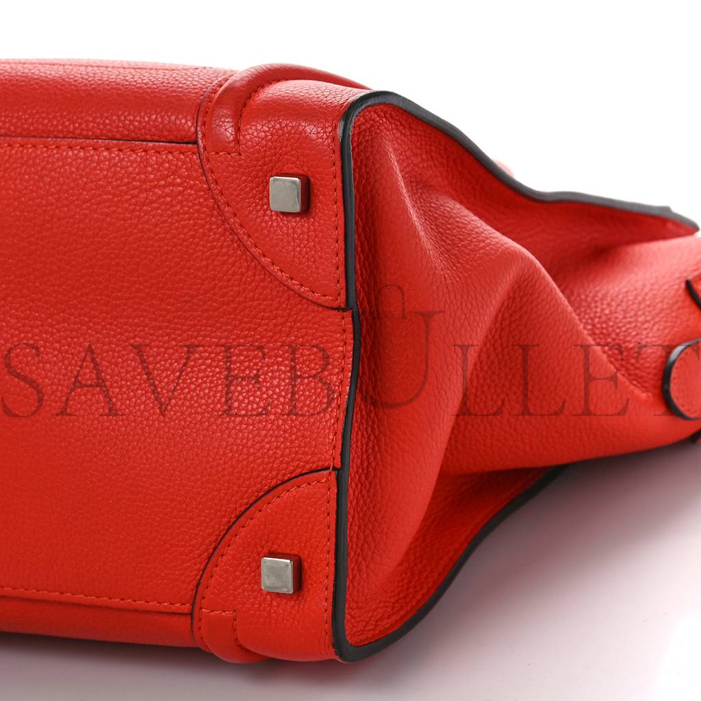 CELINE DRUMMED CALFSKIN MINI LUGGAGE VERMILLION (32*30*18cm) CELINE DRUMMED CALFSKIN MINI LUGGAGE VERMILLION (32*30*18cm)