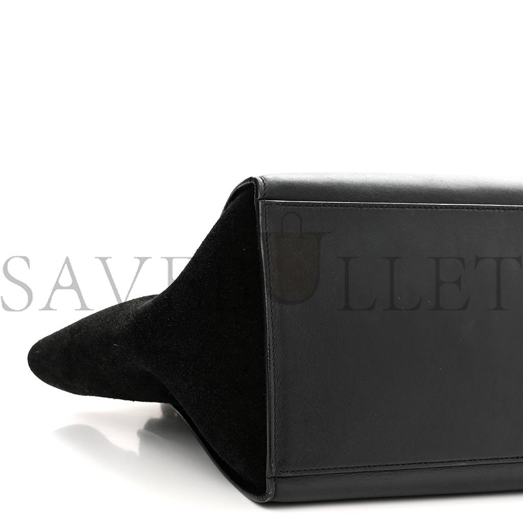 CELINE CROCODILE EMBOSSED CALFSKIN SUEDE MEDIUM TRAPEZE BLACK (30*25*18cm) CELINE CROCODILE EMBOSSED CALFSKIN SUEDE MEDIUM TRAPEZE BLACK (30*25*18cm)