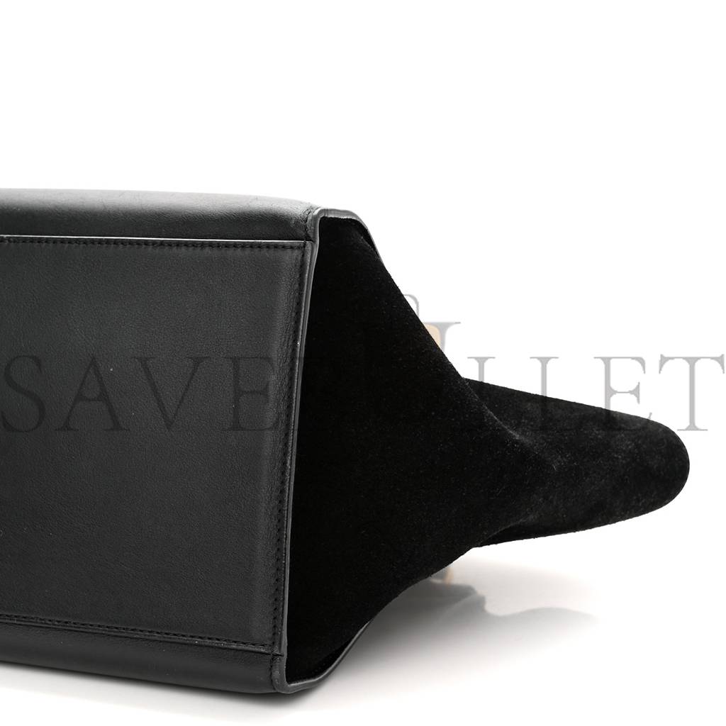 CELINE CROCODILE EMBOSSED CALFSKIN SUEDE MEDIUM TRAPEZE BLACK (30*25*18cm) CELINE CROCODILE EMBOSSED CALFSKIN SUEDE MEDIUM TRAPEZE BLACK (30*25*18cm)