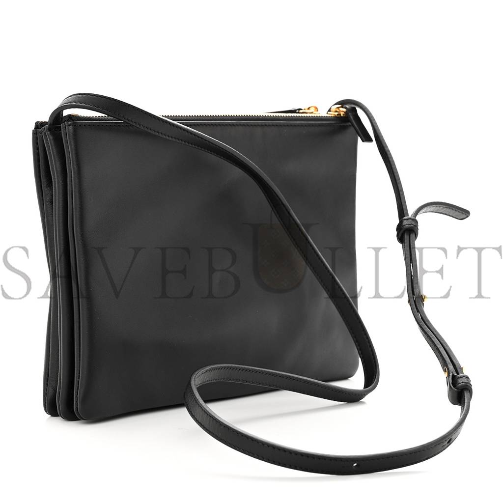 CELINE LAMBSKIN LARGE TRIO CROSSBODY BAG BLACK (24*18*3cm) CELINE LAMBSKIN LARGE TRIO CROSSBODY BAG BLACK (24*18*3cm)