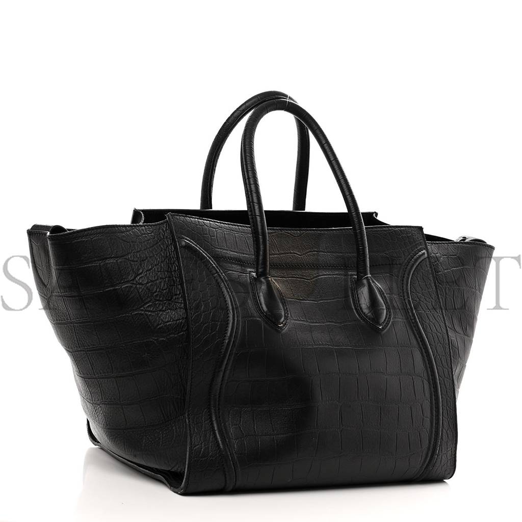 CELINE CROCODILE EMBOSSED CALFSKIN LARGE PHANTOM LUGGAGE BLACK (34*32*25cm) CELINE CROCODILE EMBOSSED CALFSKIN LARGE PHANTOM LUGGAGE BLACK (34*32*25cm)
