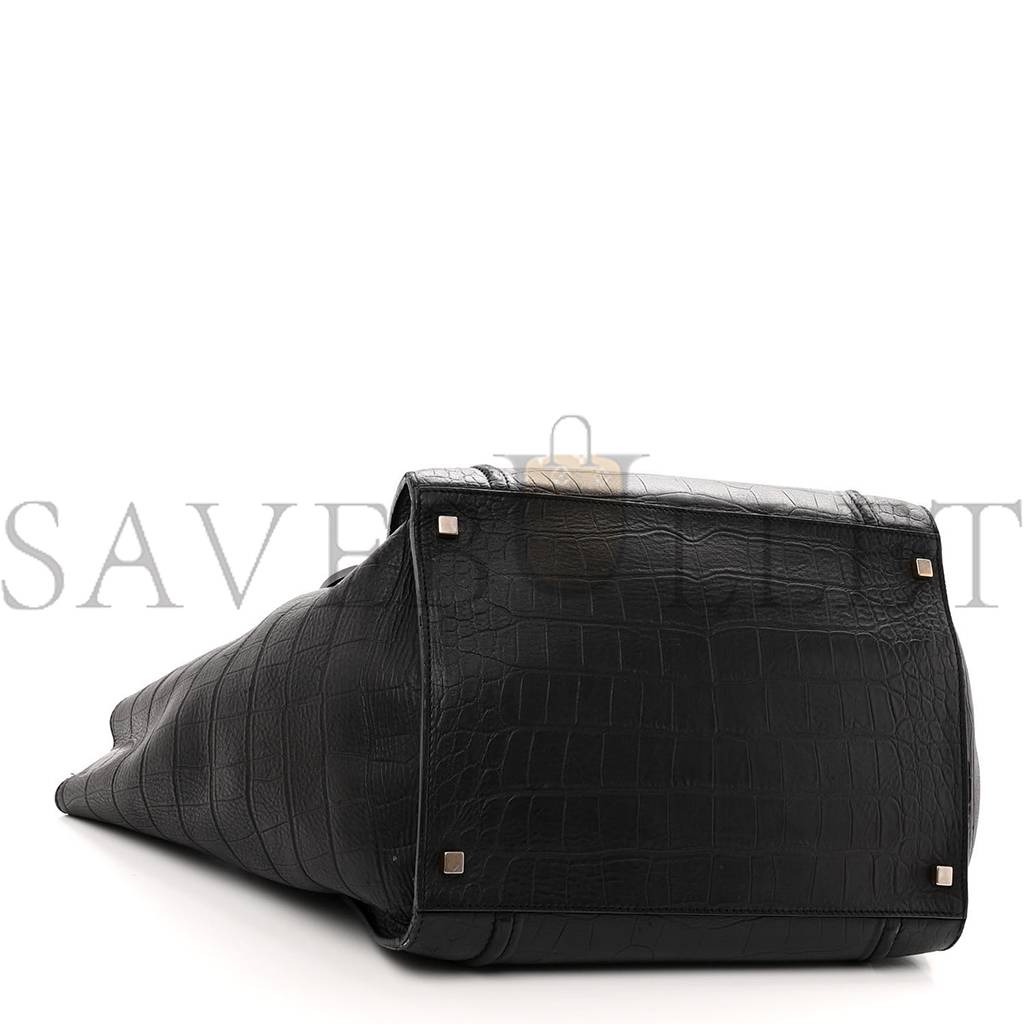 CELINE CROCODILE EMBOSSED CALFSKIN LARGE PHANTOM LUGGAGE BLACK (34*32*25cm) CELINE CROCODILE EMBOSSED CALFSKIN LARGE PHANTOM LUGGAGE BLACK (34*32*25cm)