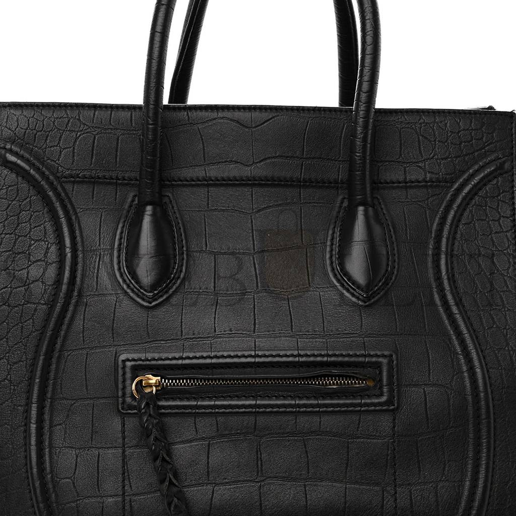 CELINE CROCODILE EMBOSSED CALFSKIN LARGE PHANTOM LUGGAGE BLACK (34*32*25cm) CELINE CROCODILE EMBOSSED CALFSKIN LARGE PHANTOM LUGGAGE BLACK (34*32*25cm)
