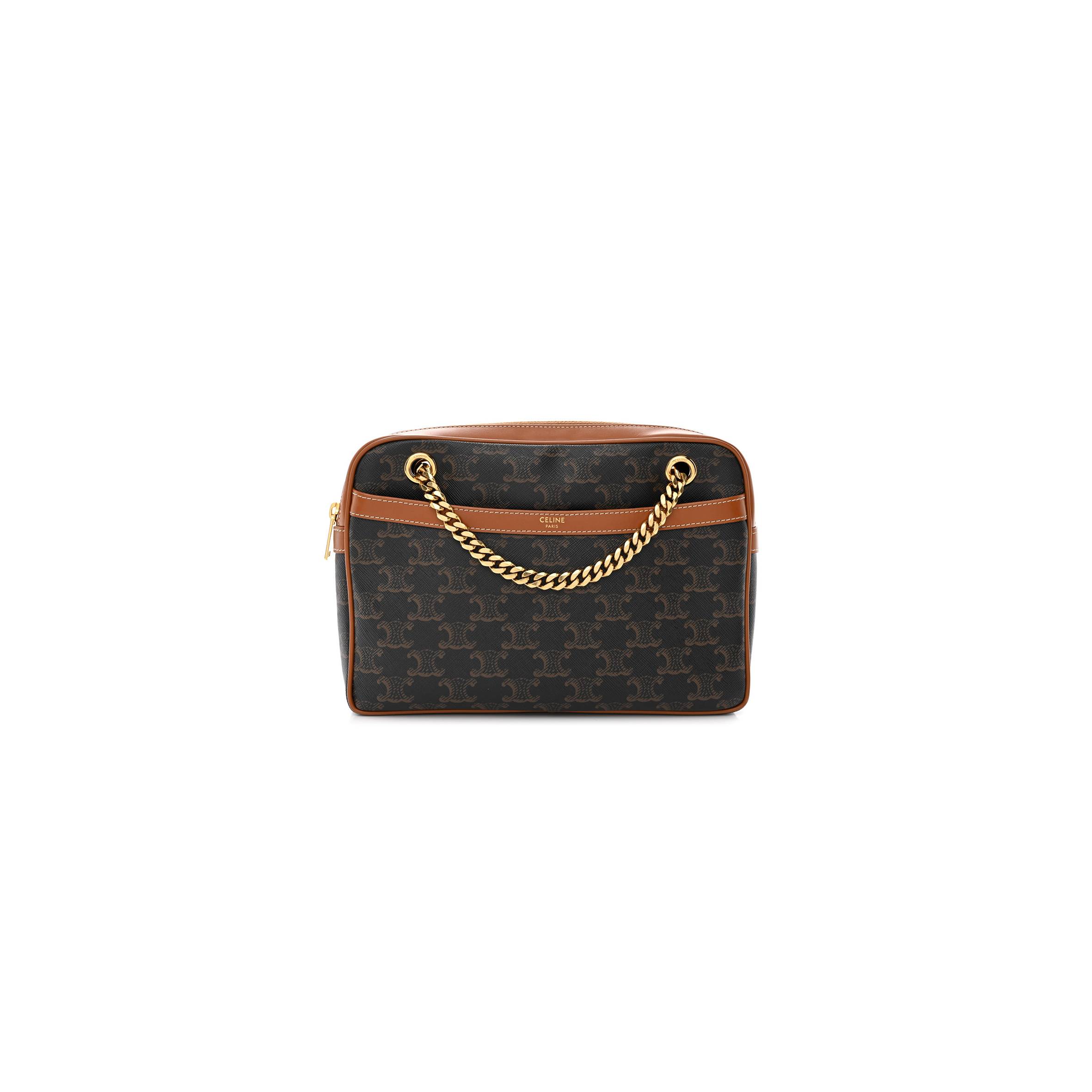 CELINE TRIOMPHE CANVAS CALFSKIN MEDIUM PATAPANS TAN (25*18*5cm) CELINE TRIOMPHE CANVAS CALFSKIN MEDIUM PATAPANS TAN (25*18*5cm)