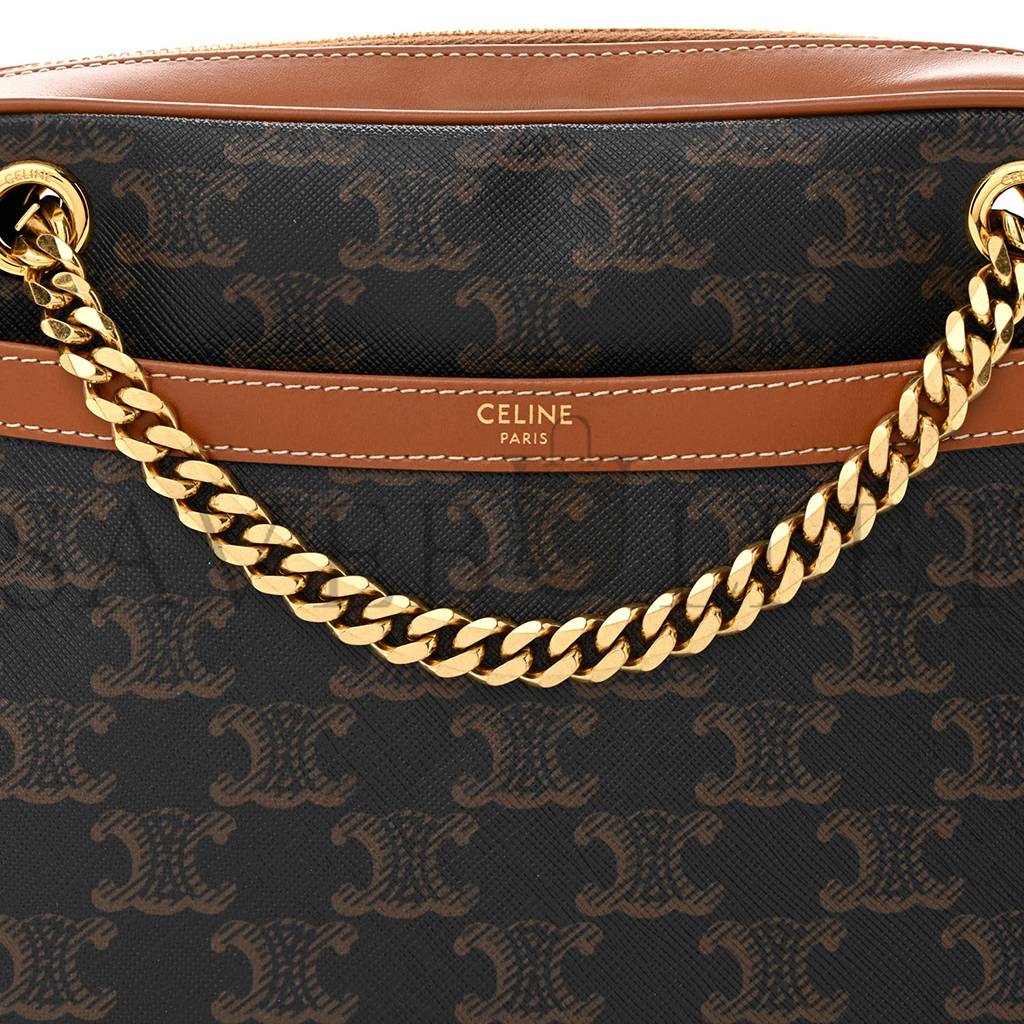 CELINE TRIOMPHE CANVAS CALFSKIN MEDIUM PATAPANS TAN (25*18*5cm) CELINE TRIOMPHE CANVAS CALFSKIN MEDIUM PATAPANS TAN (25*18*5cm)