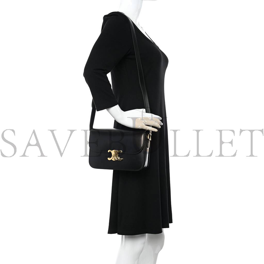 CELINE SHINY CALFSKIN MEDIUM TRIOMPHE BLACK (22*16*8cm) CELINE SHINY CALFSKIN MEDIUM TRIOMPHE BLACK (22*16*8cm)