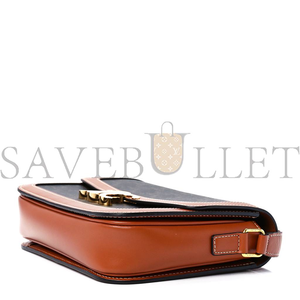 CELINE TRIOMPHE CANVAS CALFSKIN MEDIUM TRIOMPHE BAG TAN (22*15*6cm) CELINE TRIOMPHE CANVAS CALFSKIN MEDIUM TRIOMPHE BAG TAN (22*15*6cm)