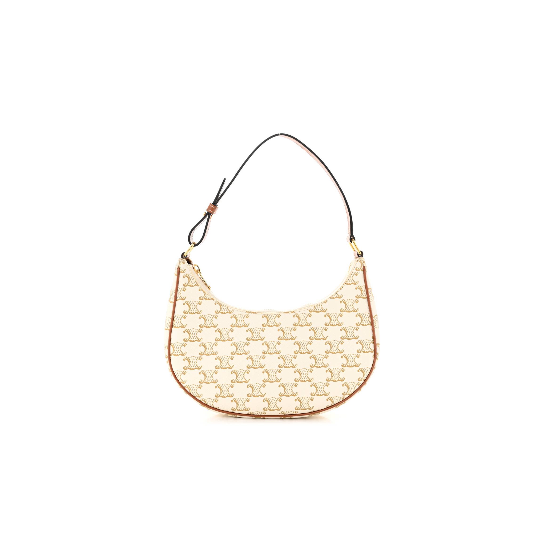 CELINE CANVAS CALFSKIN AVA TRIOMPHE SHOULDER BAG WHITE (23*13*7cm) CELINE CANVAS CALFSKIN AVA TRIOMPHE SHOULDER BAG WHITE (23*13*7cm)