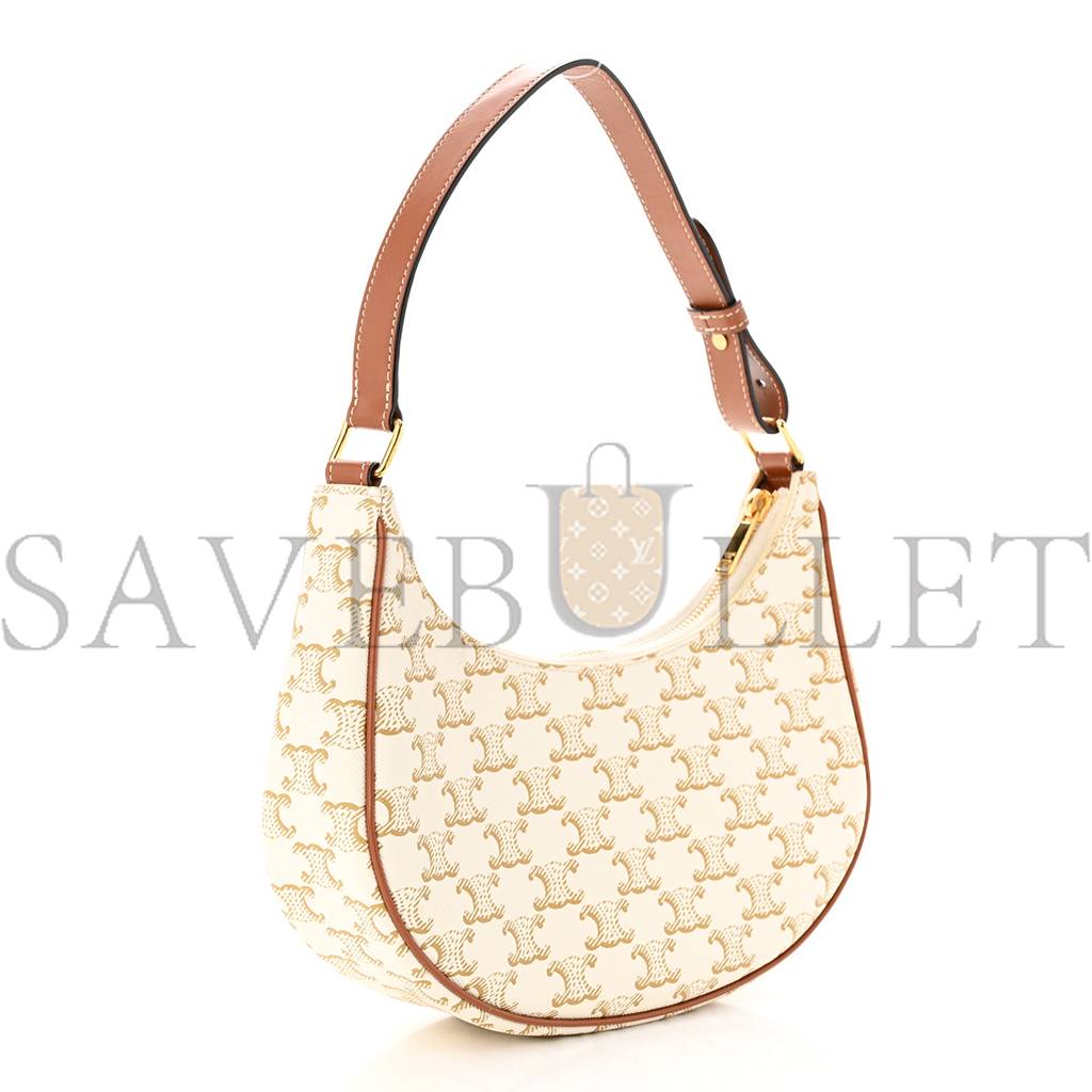 CELINE CANVAS CALFSKIN AVA TRIOMPHE SHOULDER BAG WHITE (23*13*7cm) CELINE CANVAS CALFSKIN AVA TRIOMPHE SHOULDER BAG WHITE (23*13*7cm)