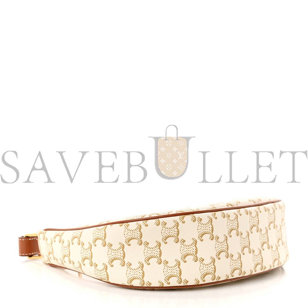 CELINE CANVAS CALFSKIN AVA TRIOMPHE SHOULDER BAG WHITE (23*13*7cm) CELINE CANVAS CALFSKIN AVA TRIOMPHE SHOULDER BAG WHITE (23*13*7cm)