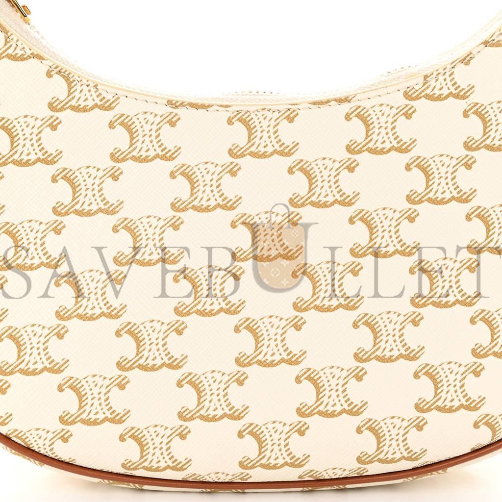 CELINE CANVAS CALFSKIN AVA TRIOMPHE SHOULDER BAG WHITE (23*13*7cm) CELINE CANVAS CALFSKIN AVA TRIOMPHE SHOULDER BAG WHITE (23*13*7cm)