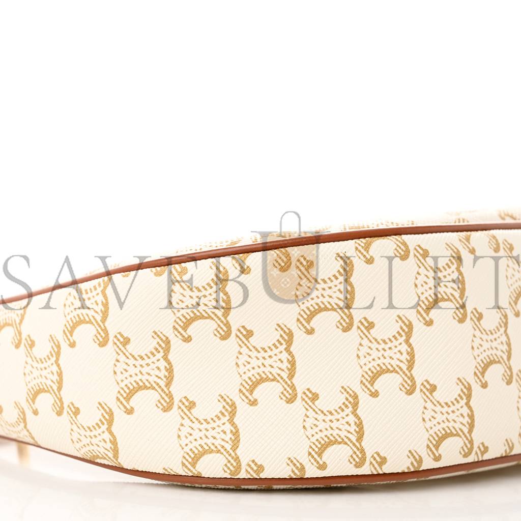 CELINE CANVAS CALFSKIN AVA TRIOMPHE SHOULDER BAG WHITE (23*13*7cm) CELINE CANVAS CALFSKIN AVA TRIOMPHE SHOULDER BAG WHITE (23*13*7cm)