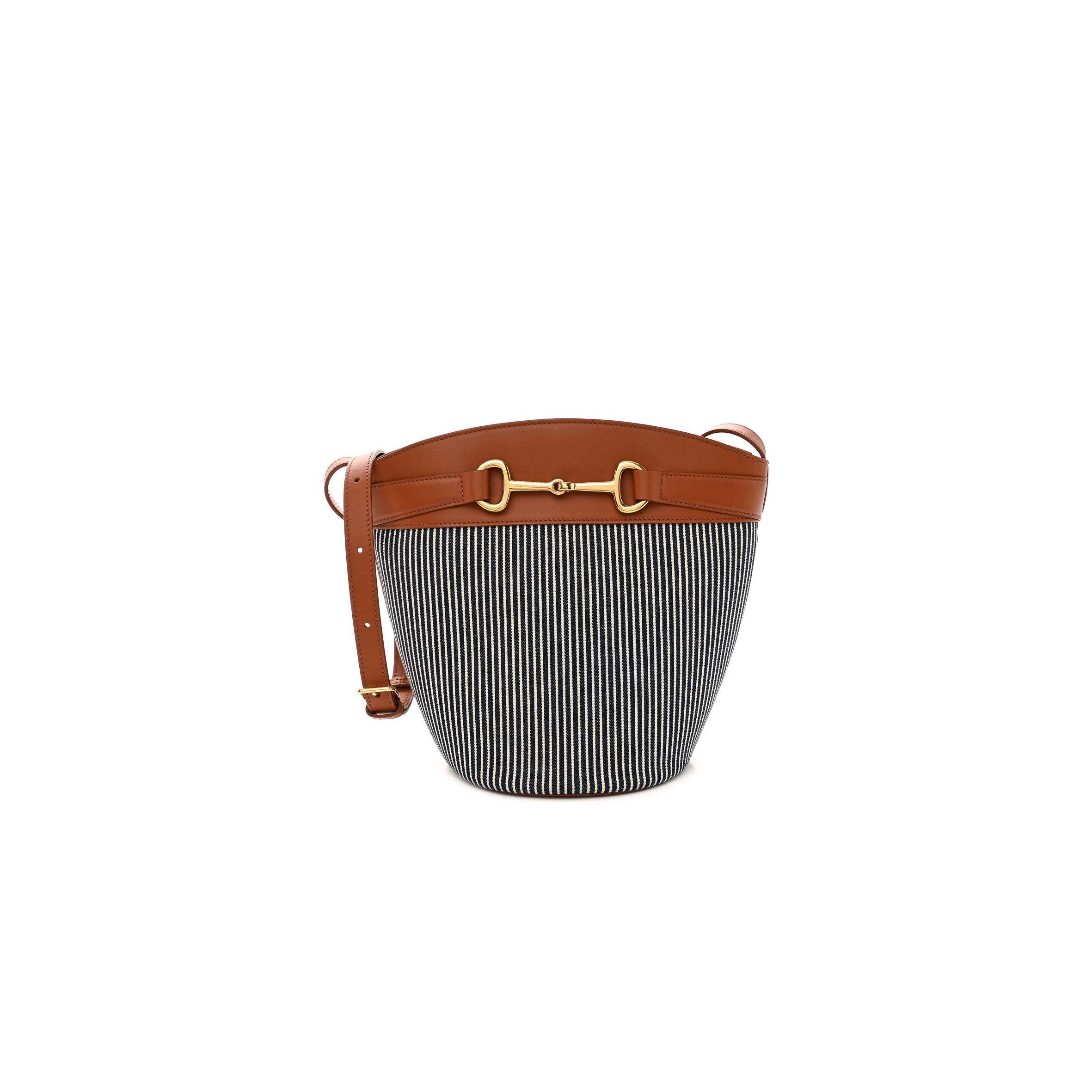 CELINE TEXTILE CALFSKIN CRECY BUCKET BAG BLUE TAN (23*15*15cm) CELINE TEXTILE CALFSKIN CRECY BUCKET BAG BLUE TAN (23*15*15cm)