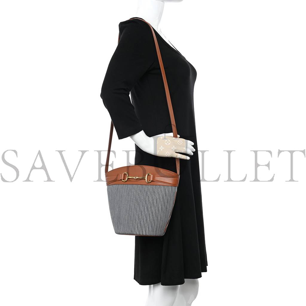 CELINE TEXTILE CALFSKIN CRECY BUCKET BAG BLUE TAN (23*15*15cm) CELINE TEXTILE CALFSKIN CRECY BUCKET BAG BLUE TAN (23*15*15cm)