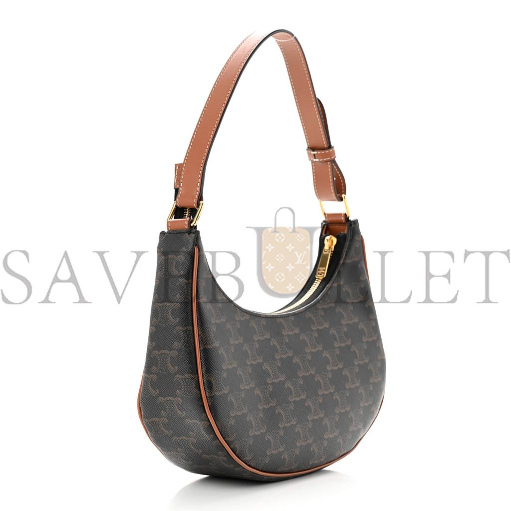CELINE TRIOMPHE CANVAS CALFSKIN AVA SHOULDER BAG TAN (25*18*8cm) CELINE TRIOMPHE CANVAS CALFSKIN AVA SHOULDER BAG TAN (25*18*8cm)