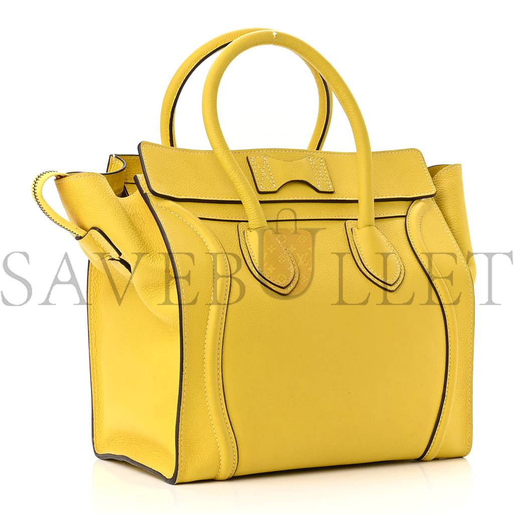 CELINE DRUMMED CALFSKIN MINI LUGGAGE CITRON (30*29*17cm) CELINE DRUMMED CALFSKIN MINI LUGGAGE CITRON (30*29*17cm)