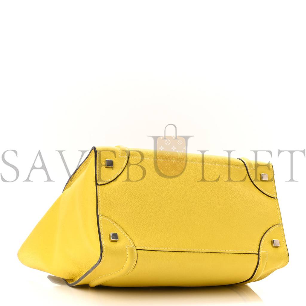 CELINE DRUMMED CALFSKIN MINI LUGGAGE CITRON (30*29*17cm) CELINE DRUMMED CALFSKIN MINI LUGGAGE CITRON (30*29*17cm)