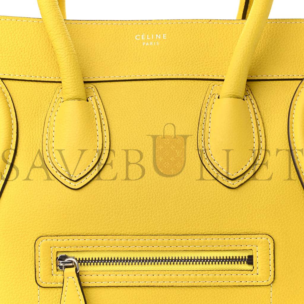 CELINE DRUMMED CALFSKIN MINI LUGGAGE CITRON (30*29*17cm) CELINE DRUMMED CALFSKIN MINI LUGGAGE CITRON (30*29*17cm)