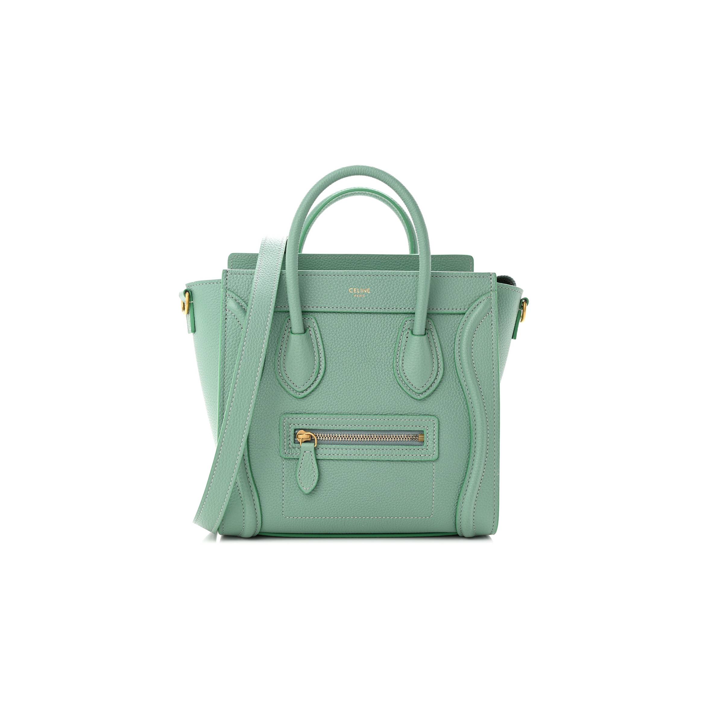 CELINE DRUMMED CALFSKIN NANO LUGGAGE CELADON (21*20*10cm) CELINE DRUMMED CALFSKIN NANO LUGGAGE CELADON (21*20*10cm)